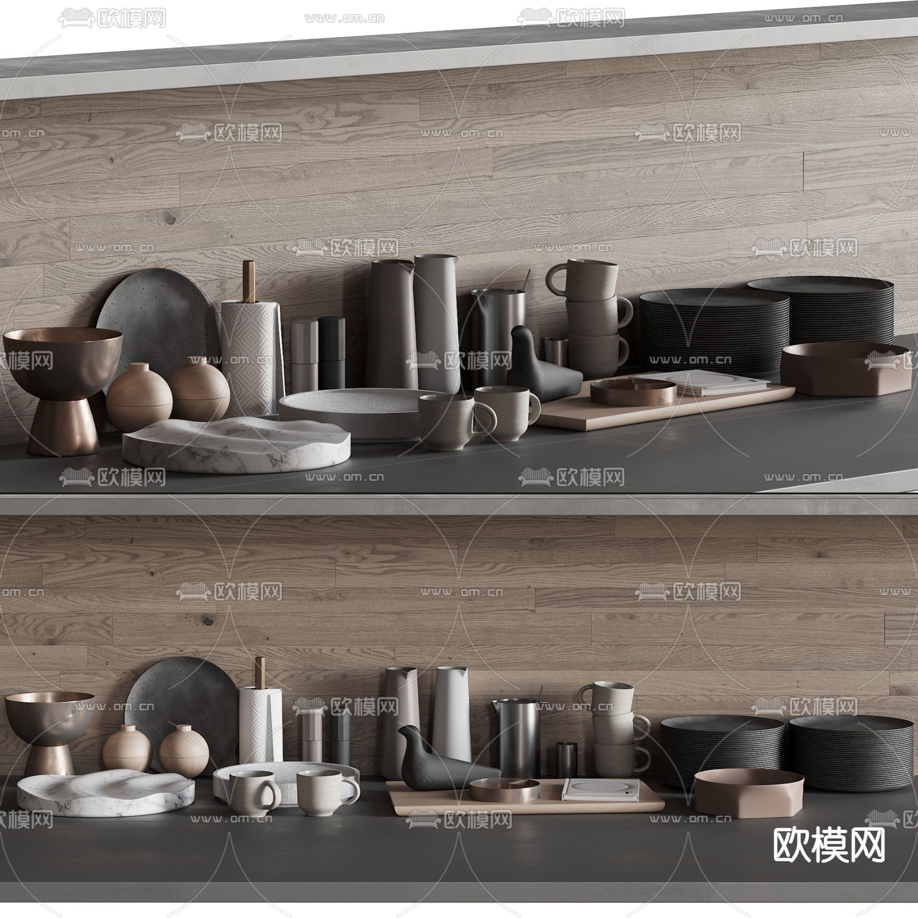 现代碗碟杯子厨具用品3d模型下载（渲染图4）
