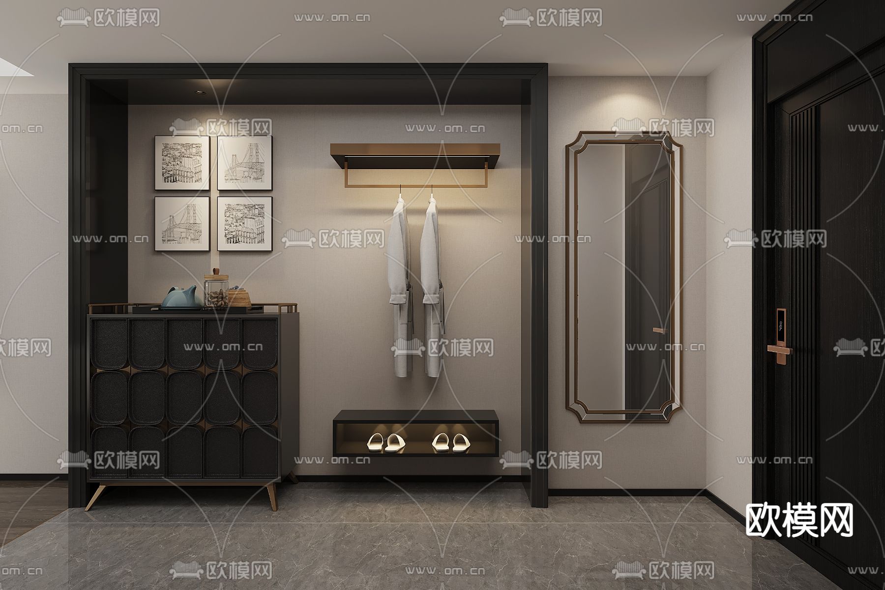 现代摩登客房免费3d模型下载（渲染图3）