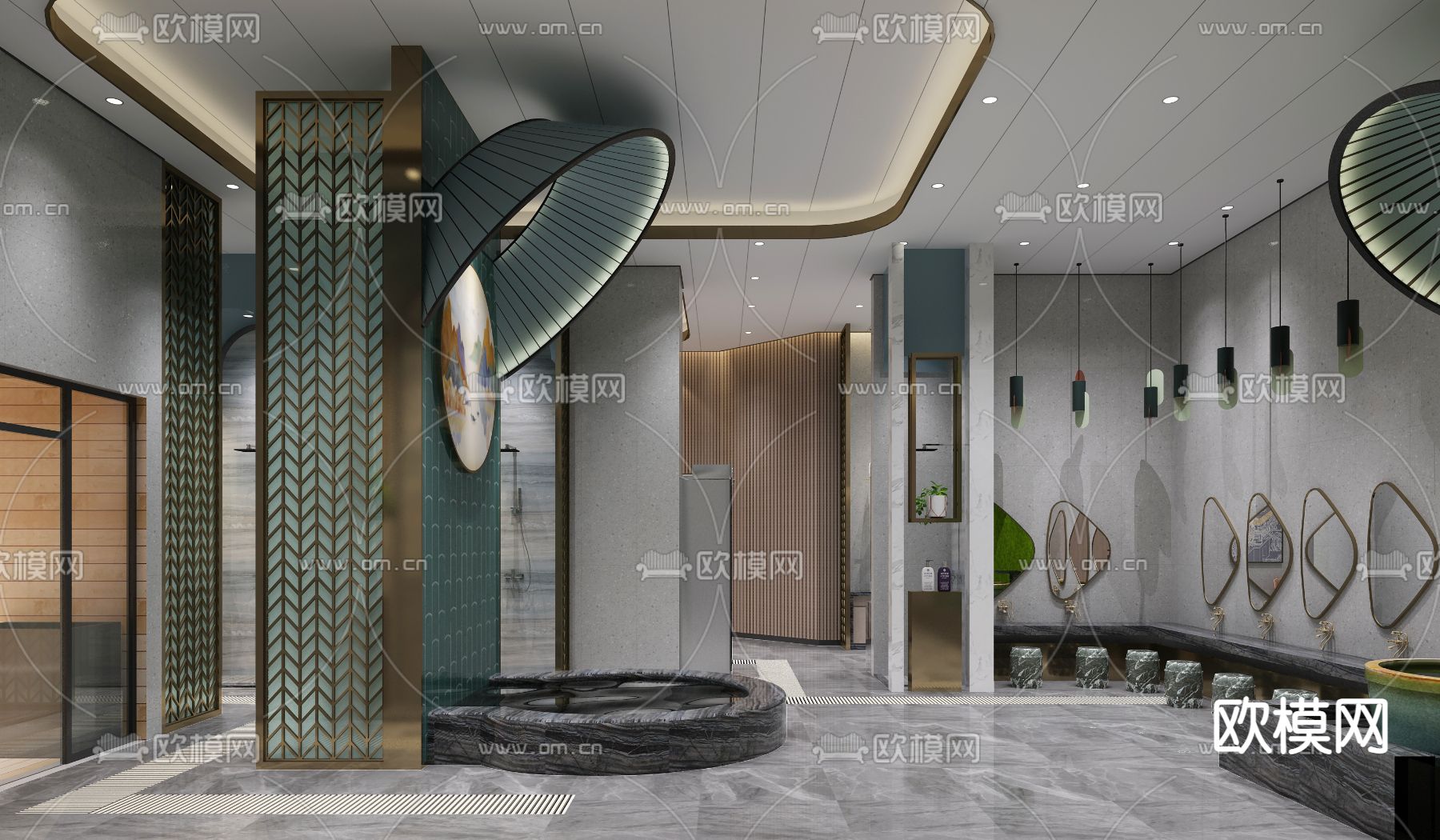 现代洗浴中心女宾免费3d模型下载（渲染图1）