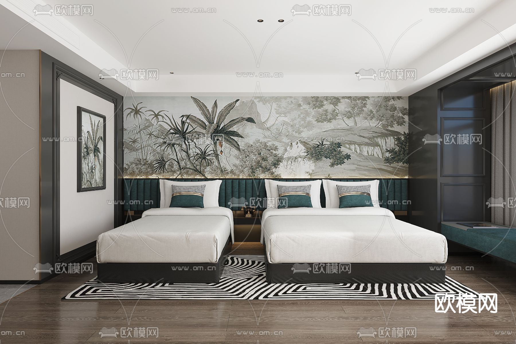 现代摩登客房免费3d模型下载（渲染图4）