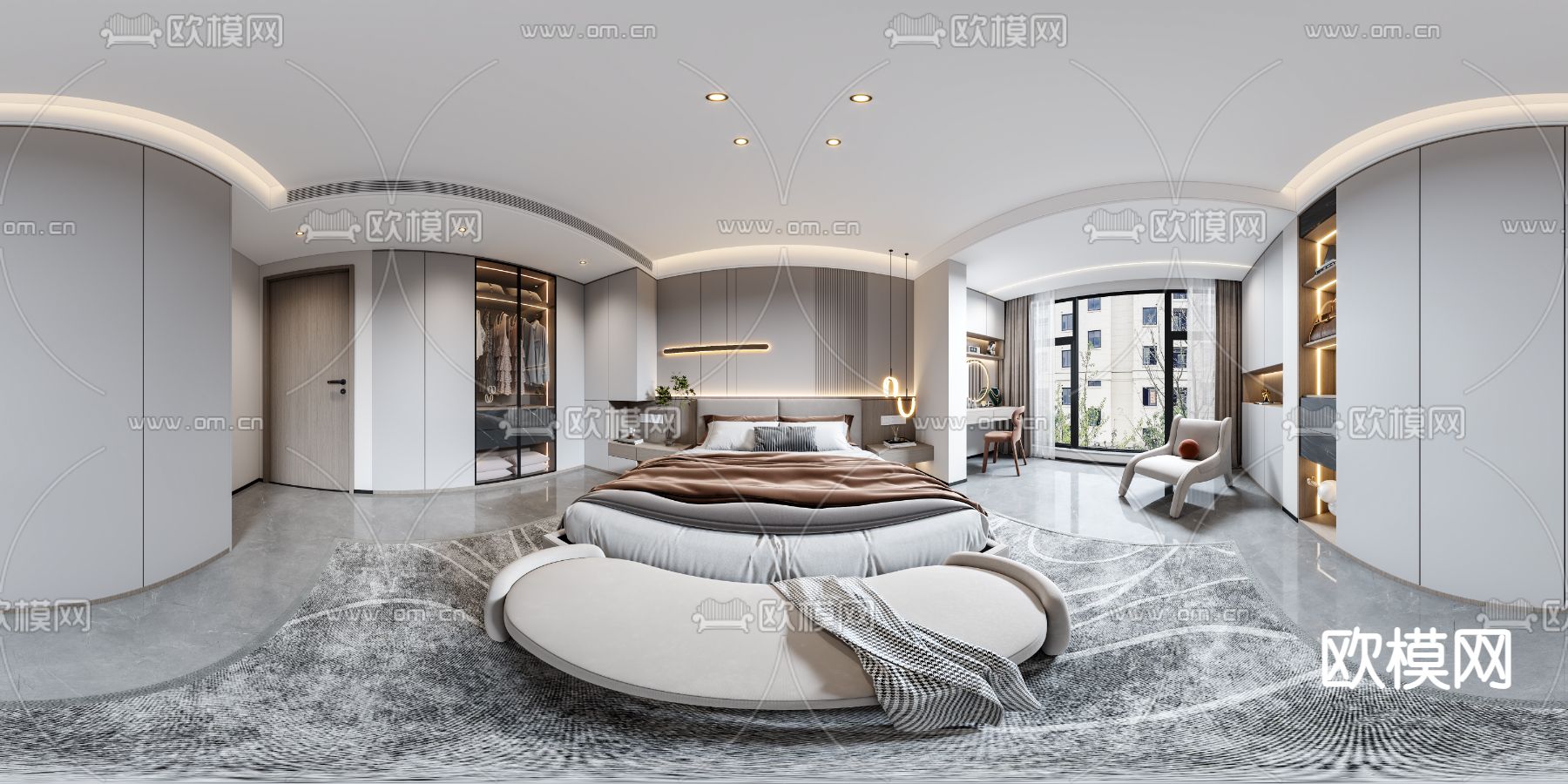 现代卧室主人房vr全景3d模型下载_ID11782752_3dmax免费模型-欧模网