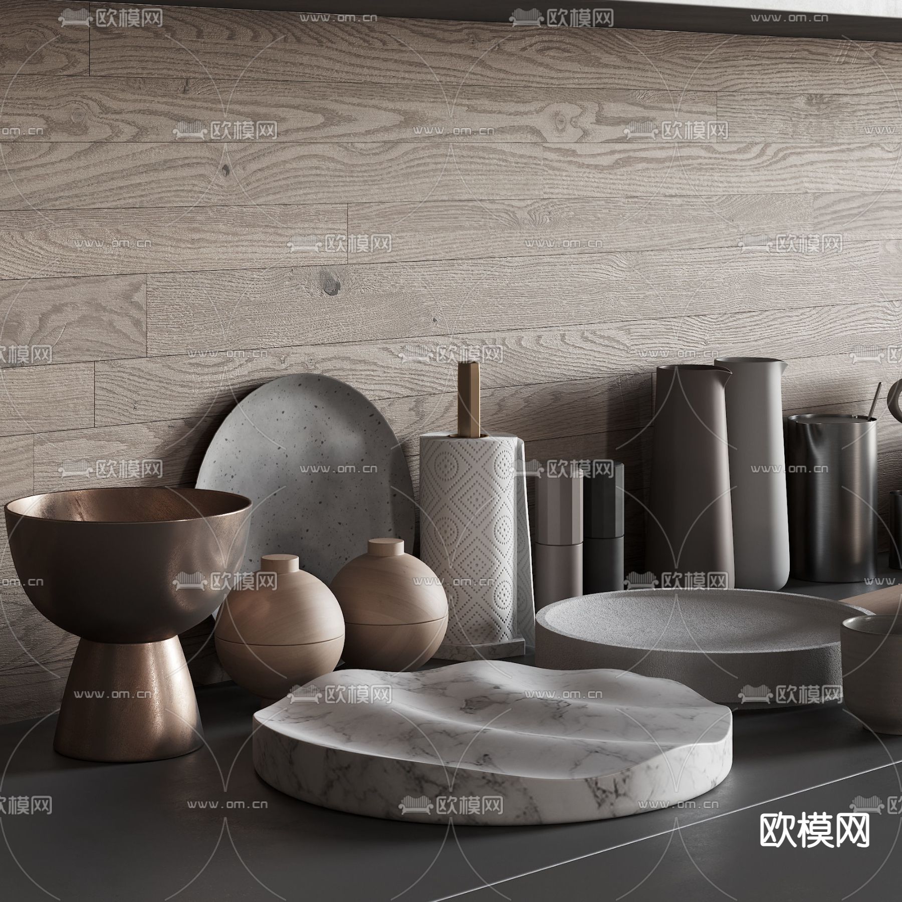 现代碗碟杯子厨具用品3d模型下载（渲染图2）