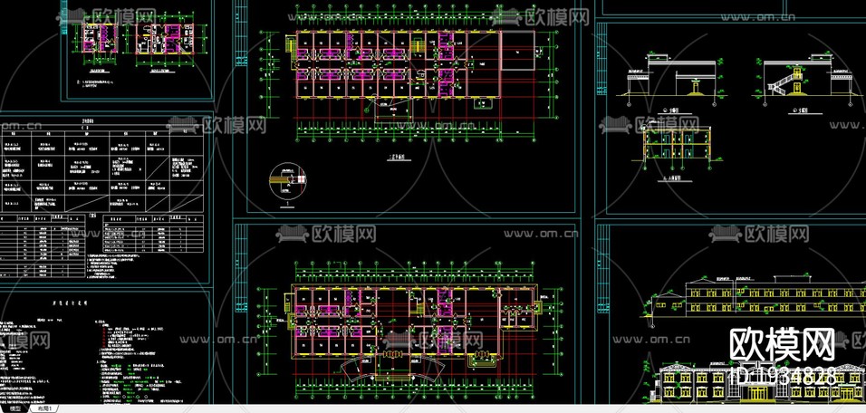藥浴中心建筑cad施工圖下載(渲染圖1)