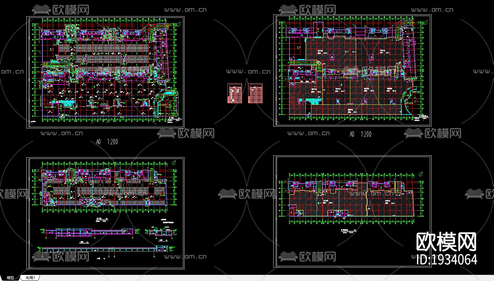 天津某商场建筑CAD施工图下载（渲染图3）