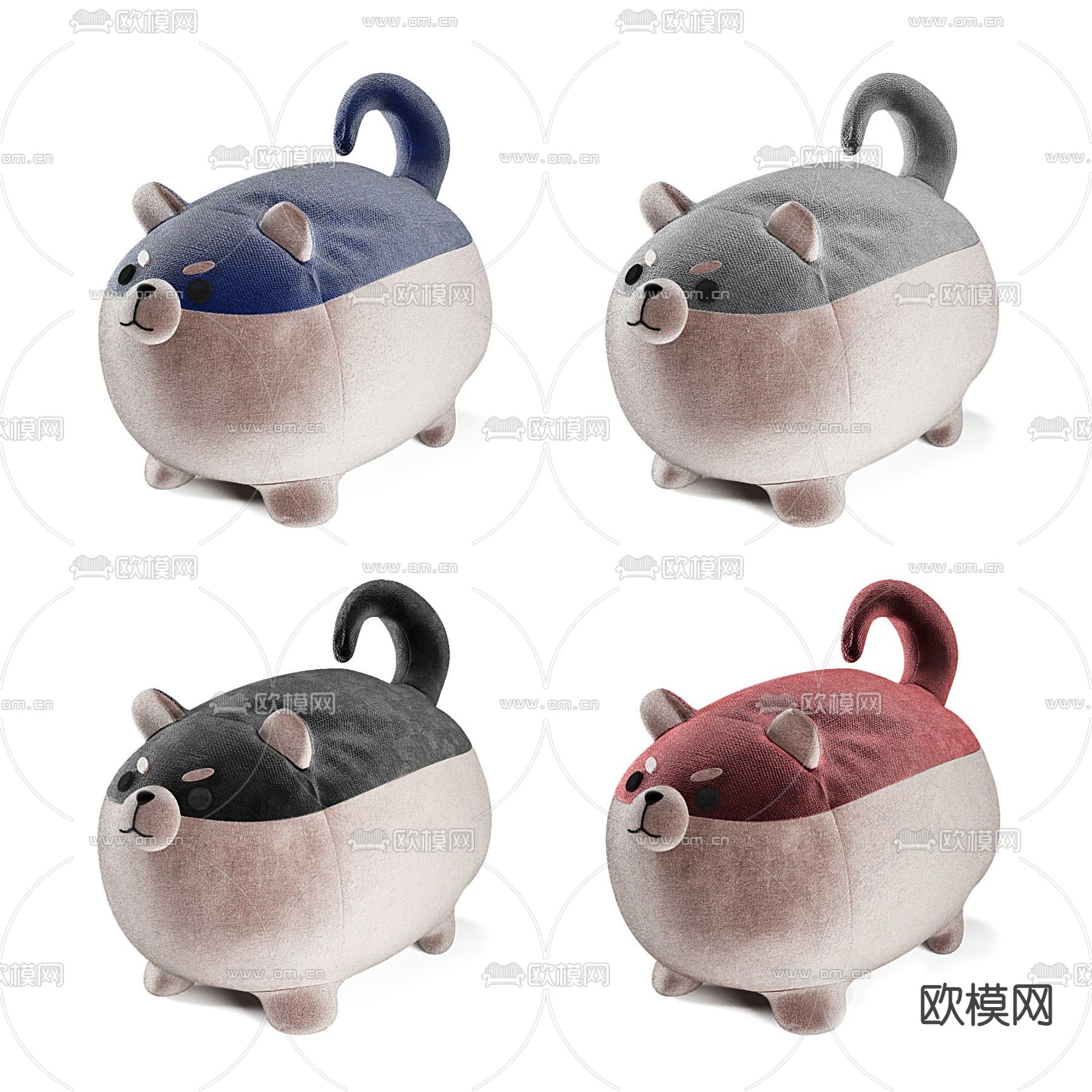 现代小狗儿童卡通凳子3d模型下载（渲染图1）