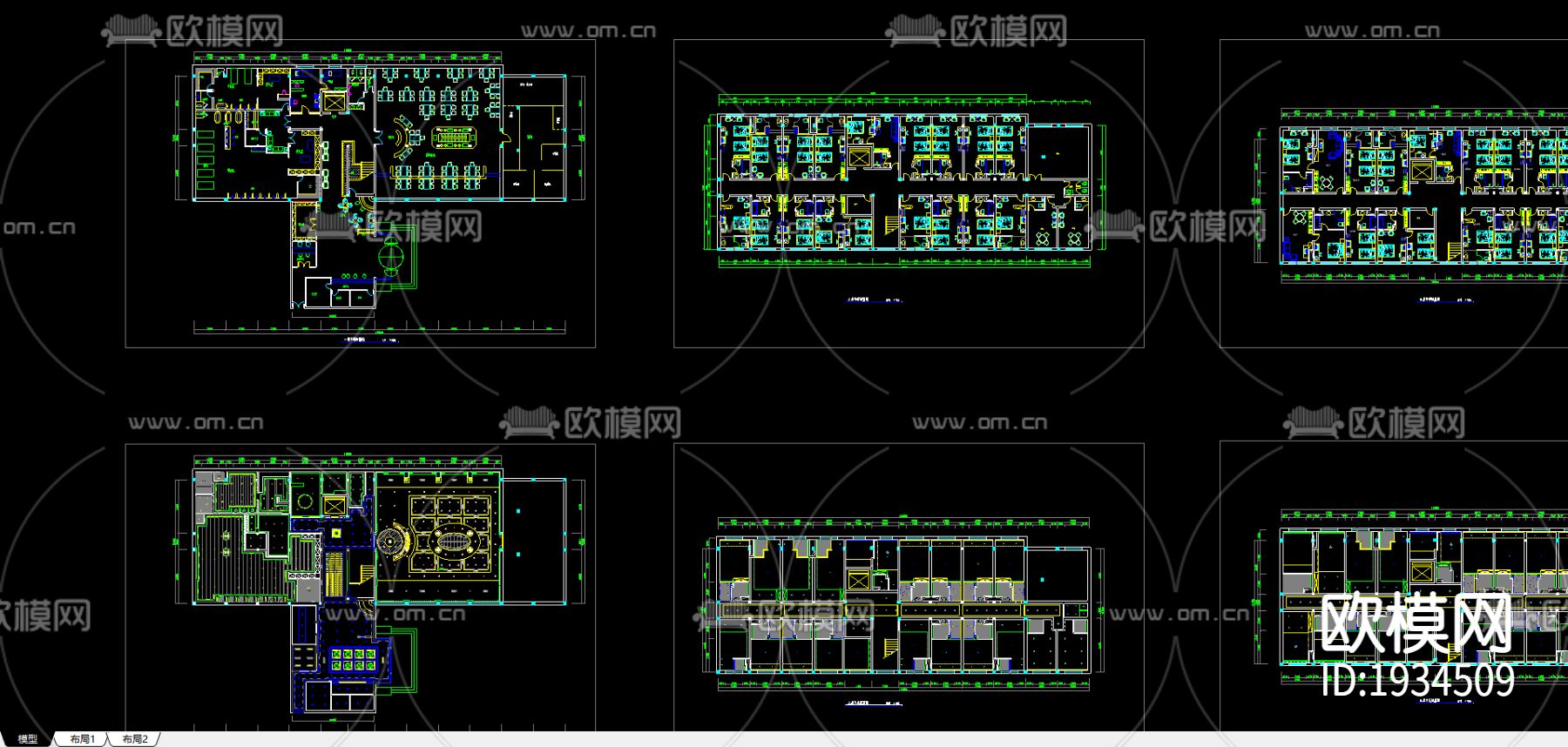 酒店cad施工图-免费3dmax模型库-欧模网
