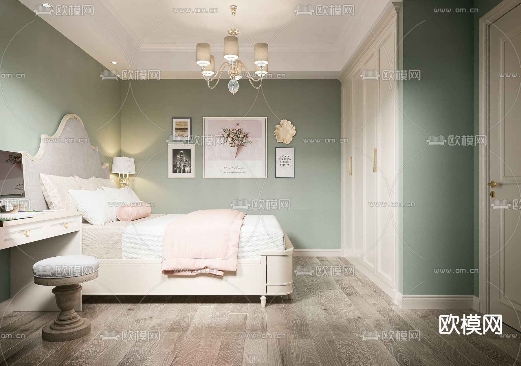 美式女孩房免费3d模型下载（渲染图1）