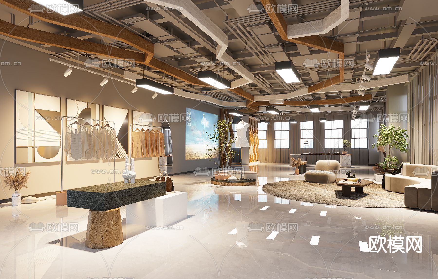 现代服装店3d模型下载