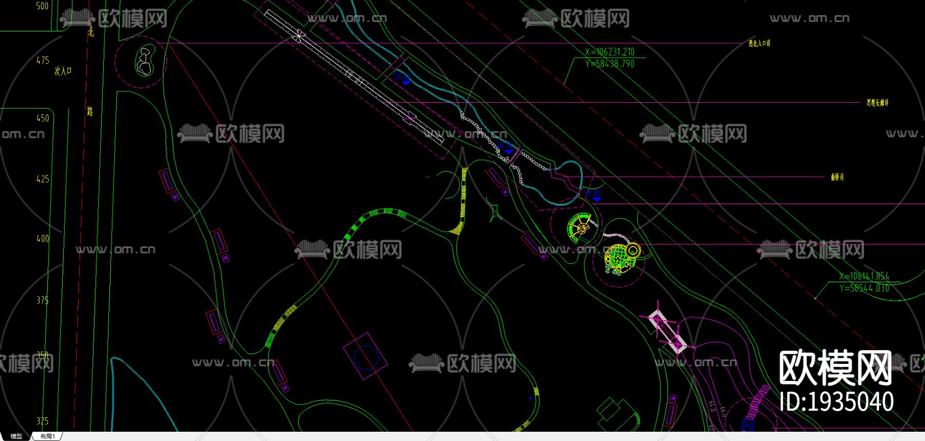 徐特立公园cad平面索引图下载（渲染图3）