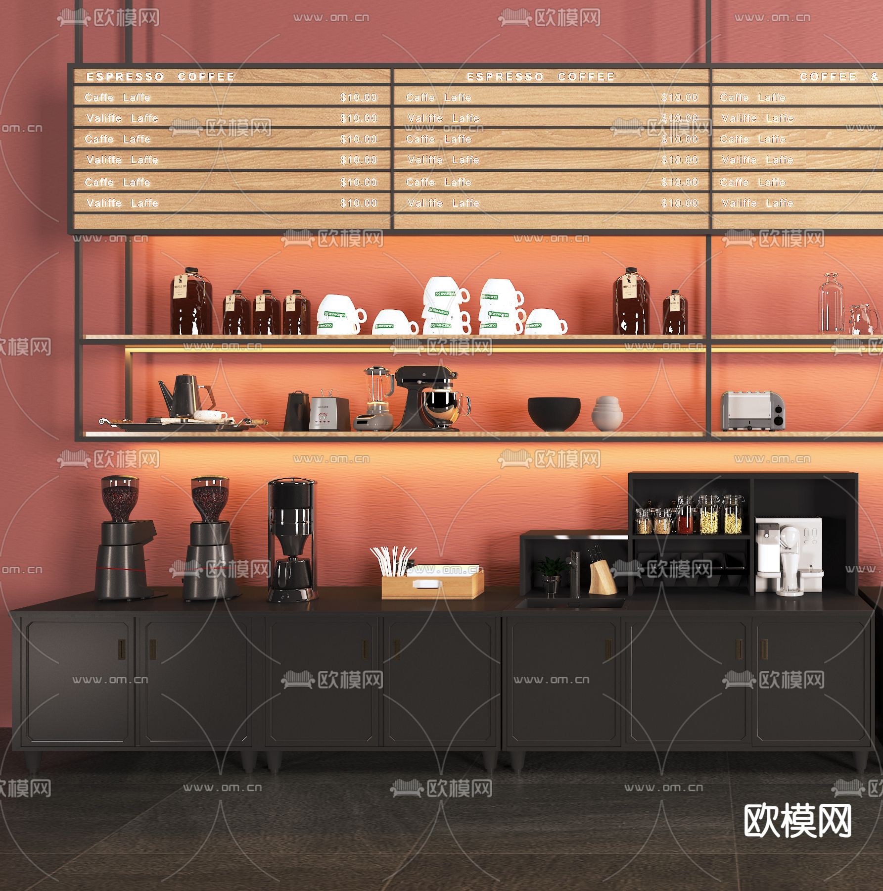 现代厨房器具免费3d模型下载（渲染图1）