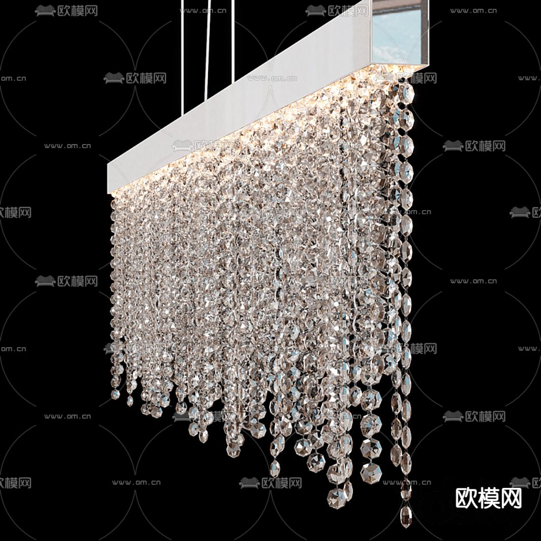 现代水晶装饰吊灯3d模型下载（渲染图1）
