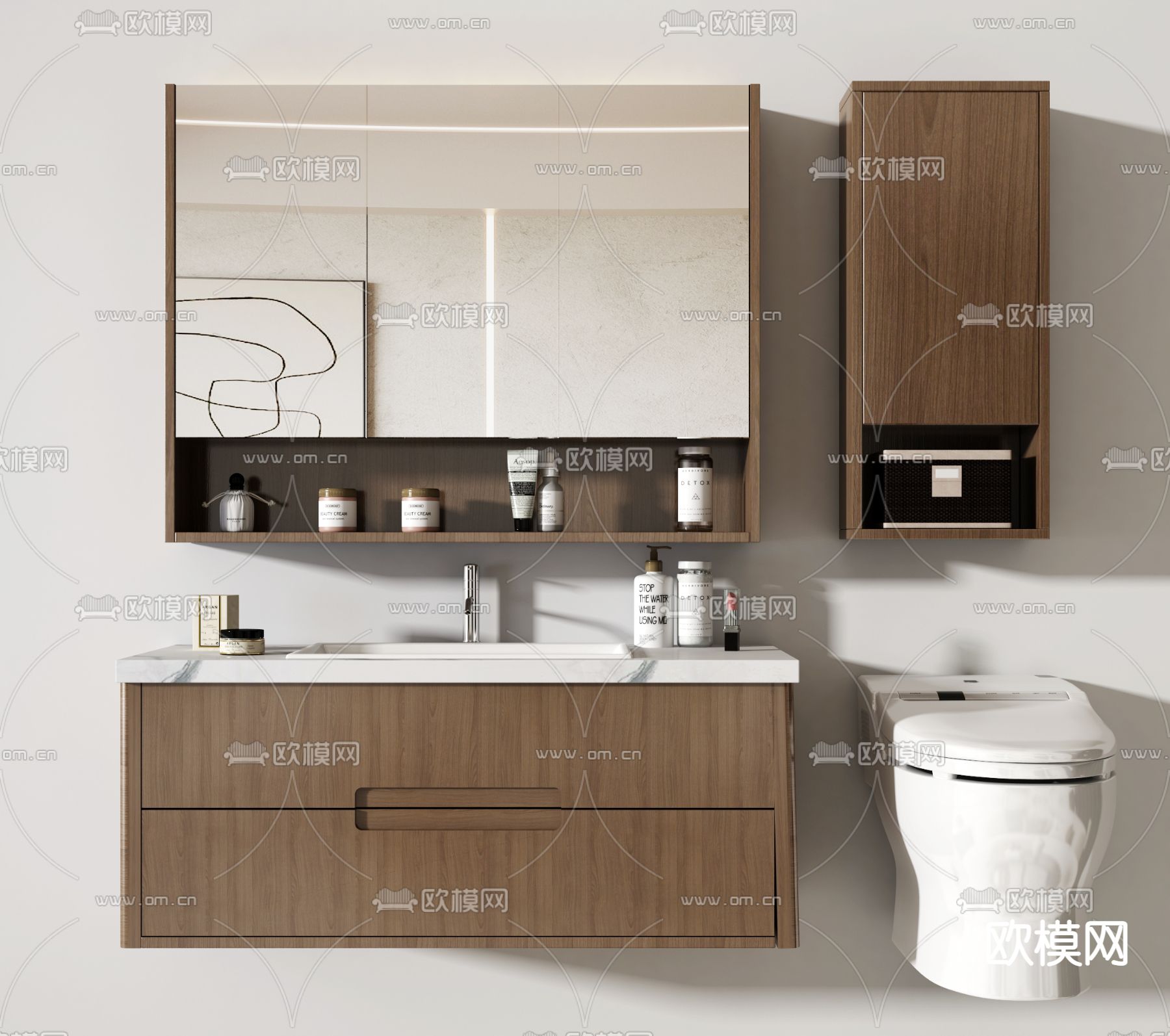 现代浴室柜马桶3d模型下载