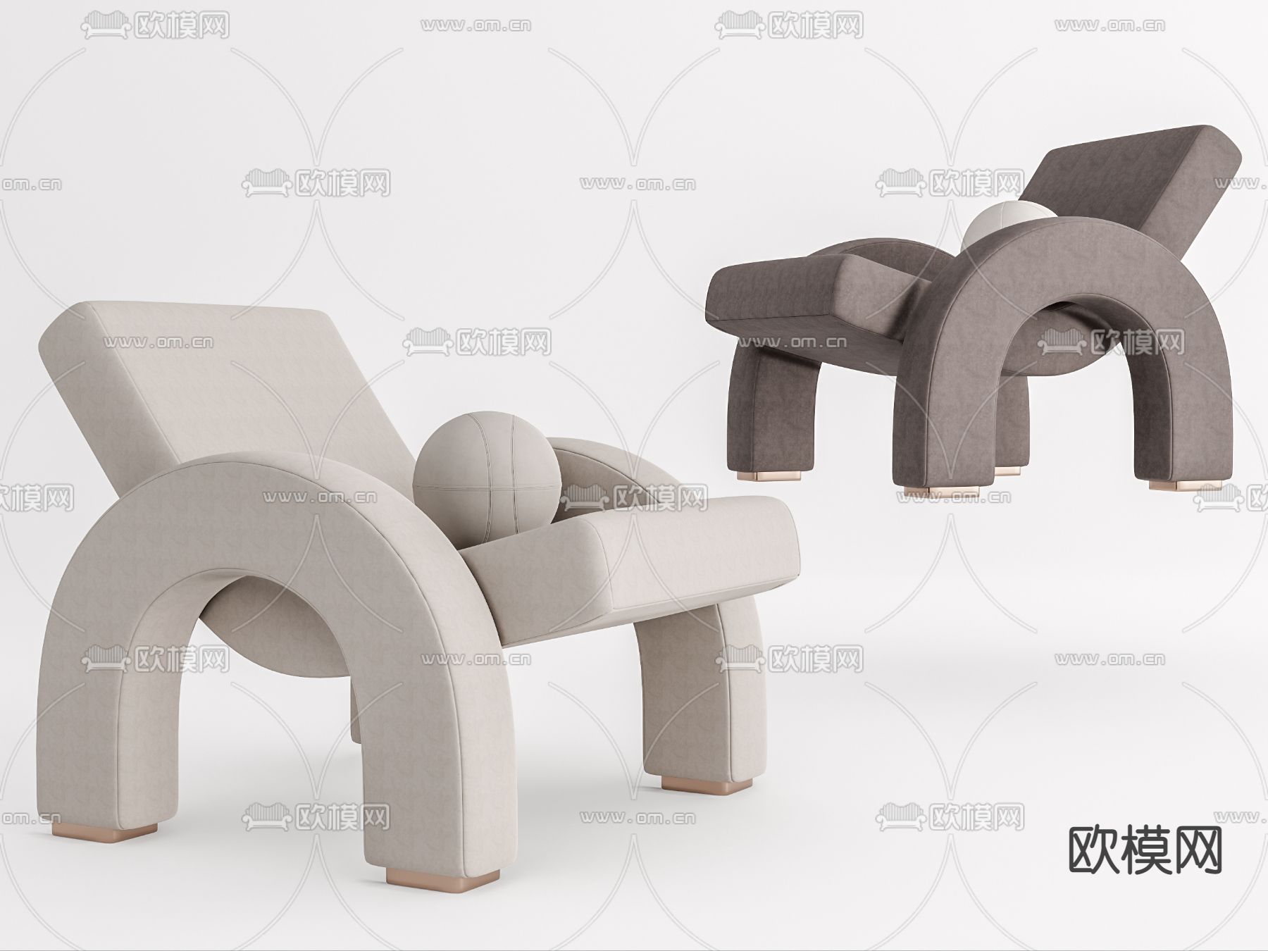现代布艺休闲椅su模型
