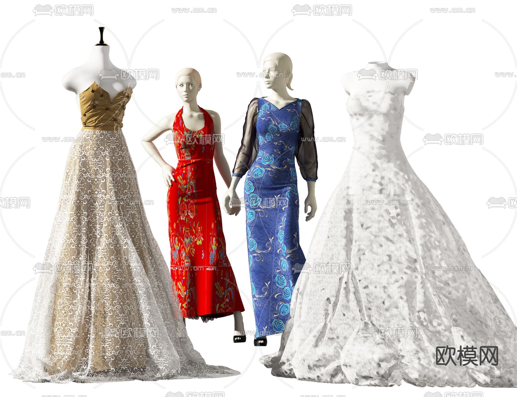 现代女装礼服模特3d模型下载