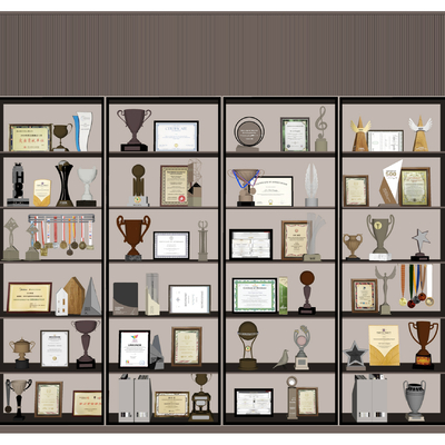  现代奖状奖杯证书su模型 