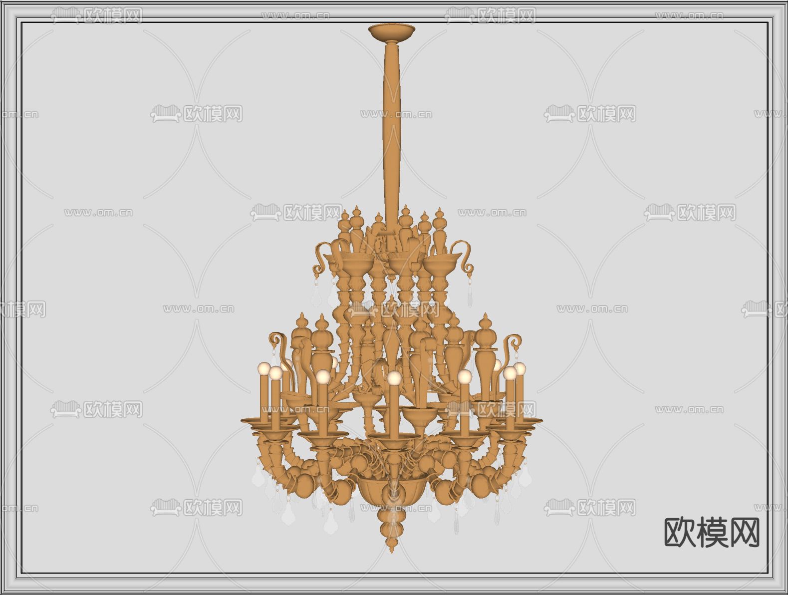 欧式艺术吊灯su模型下载（渲染图2）