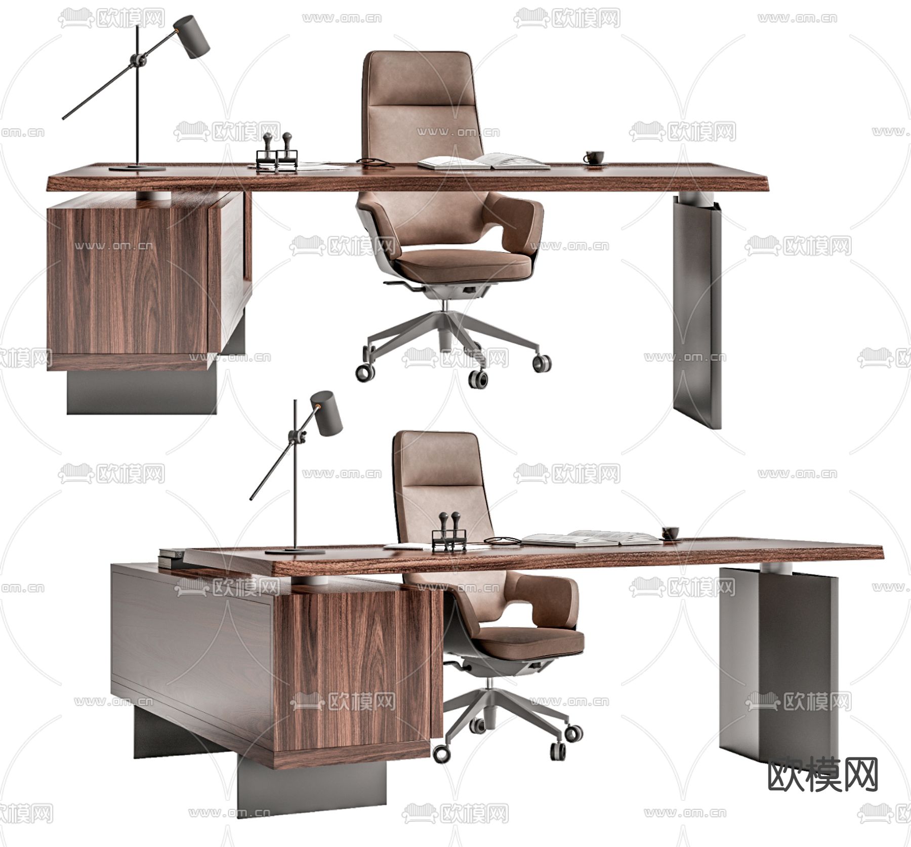 现代办公桌椅su模型下载（渲染图1）