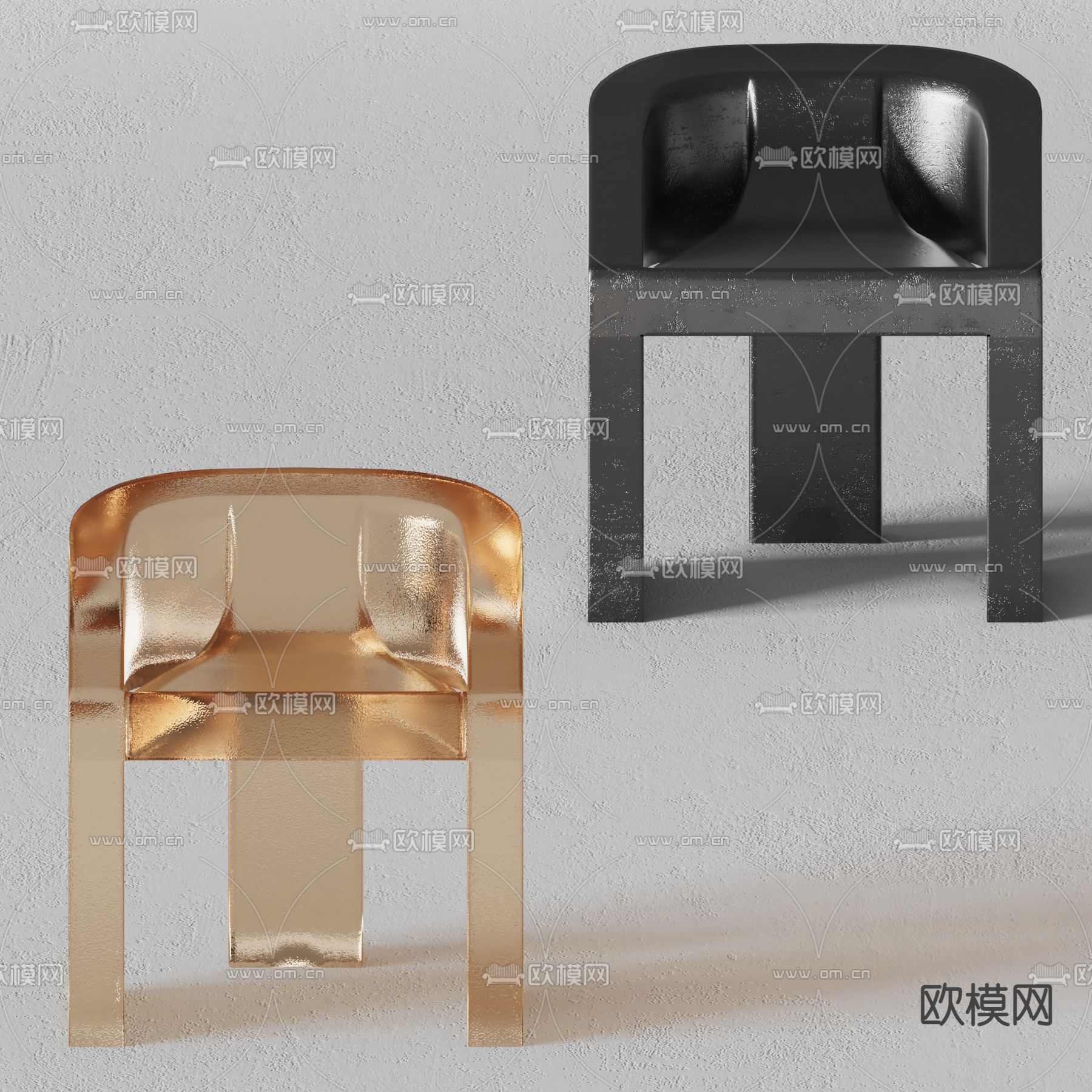 Calligaris 现代透明亚克力休闲椅3d模型下载