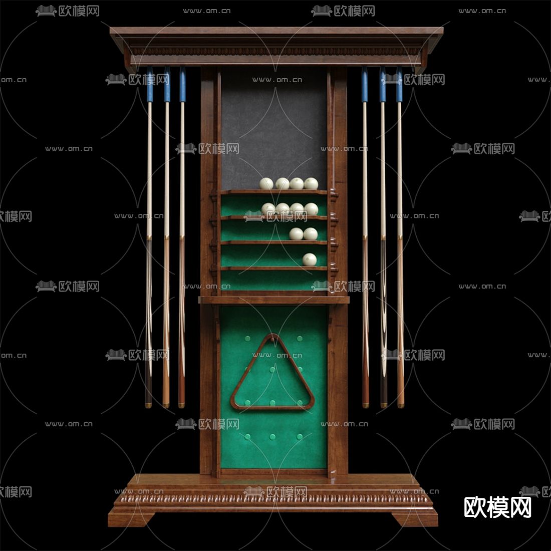 现代实木台球桌3d模型下载（渲染图2）