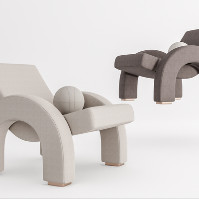 现代布艺休闲椅su模型