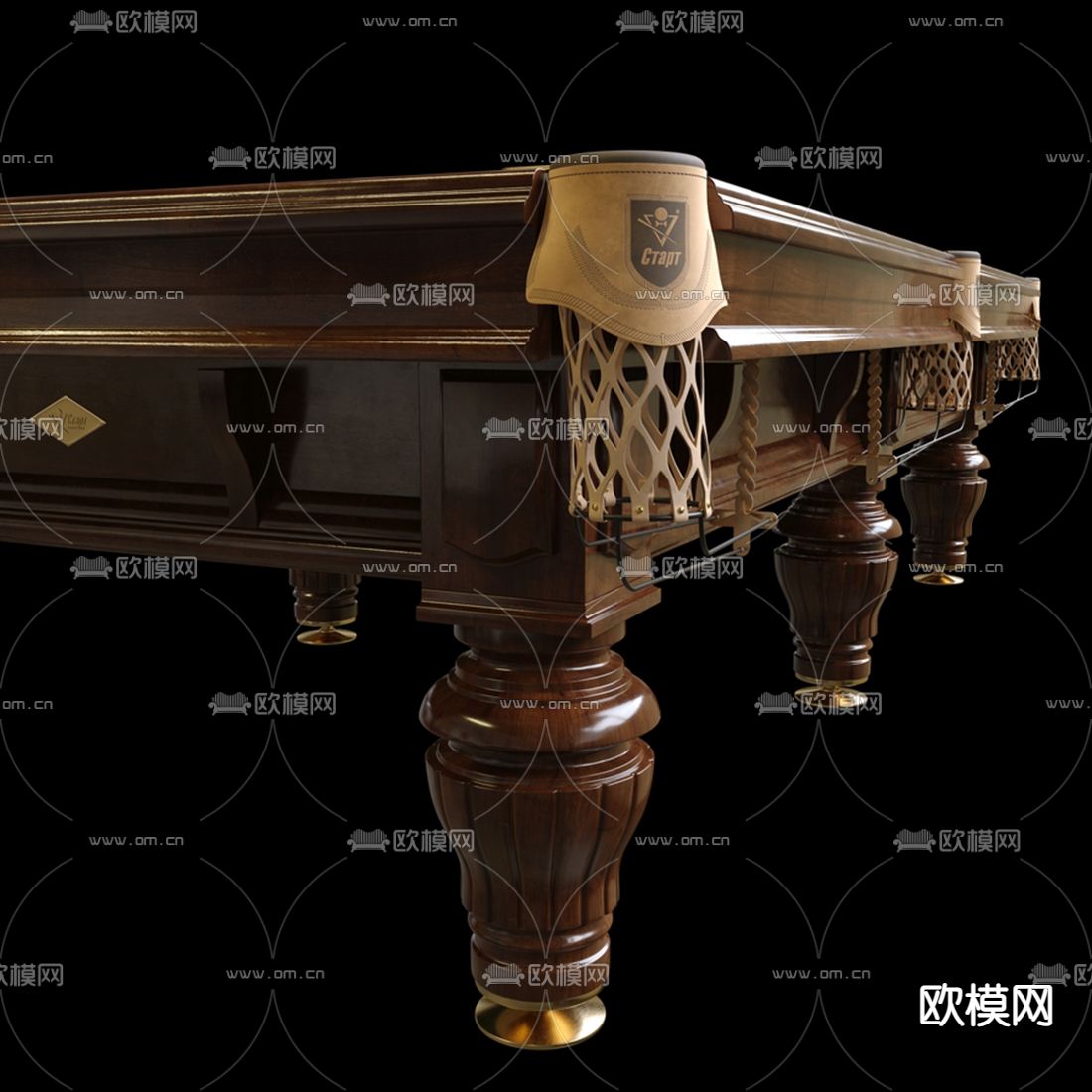 现代实木台球桌3d模型下载（渲染图3）