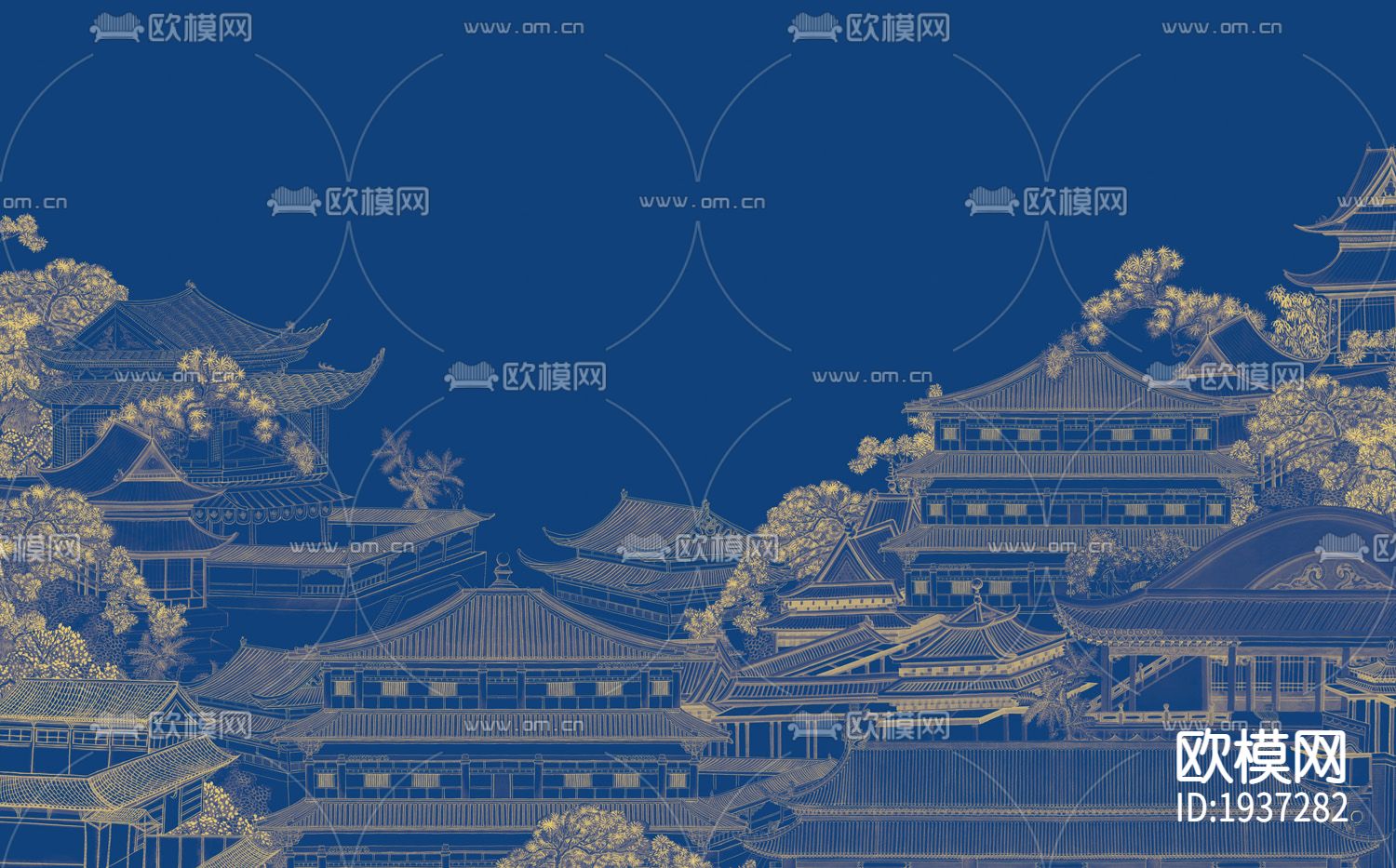 新中式精雕立体墙纸下载（渲染图4）