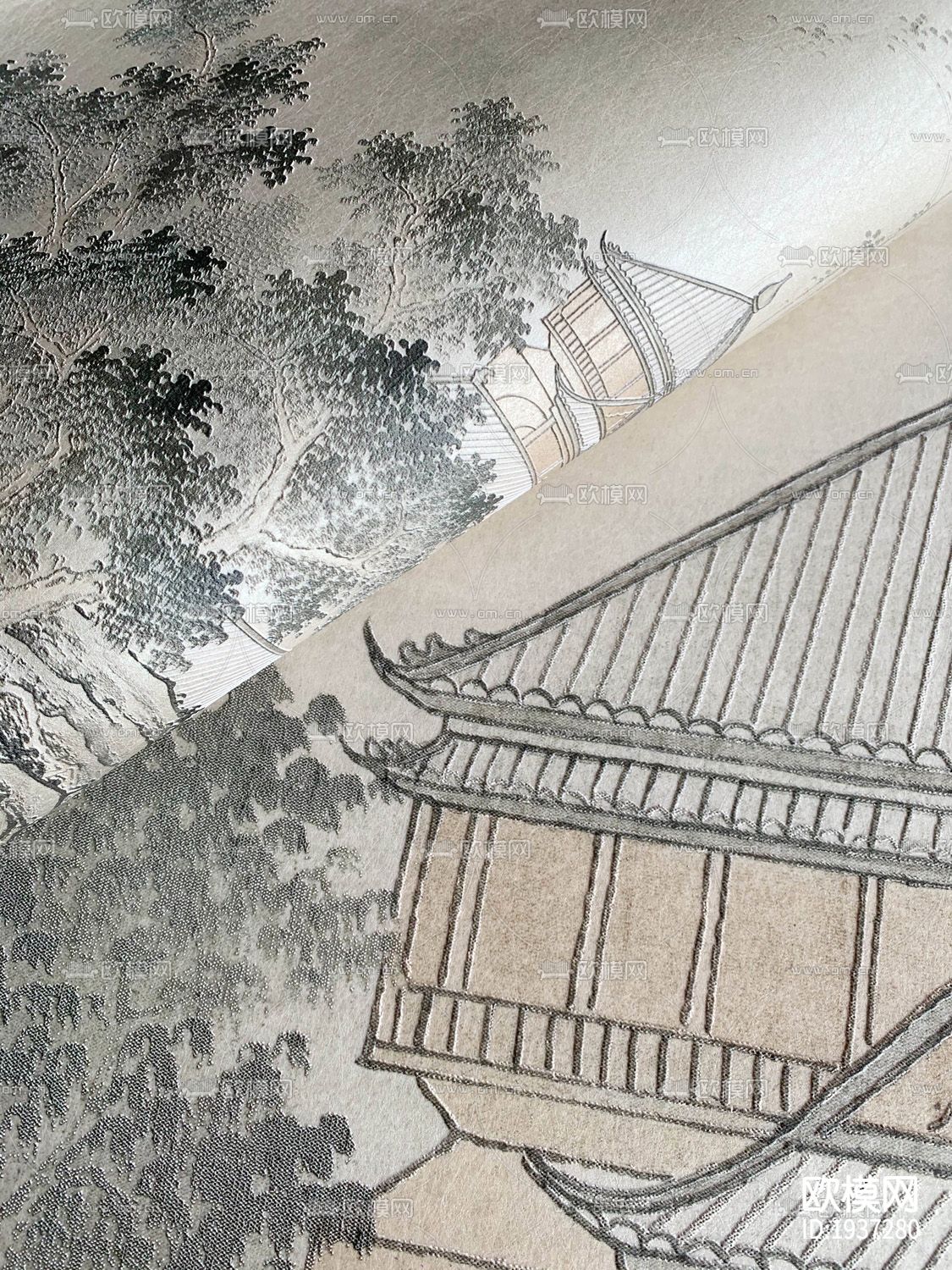 新中式精雕立体墙纸下载（渲染图7）