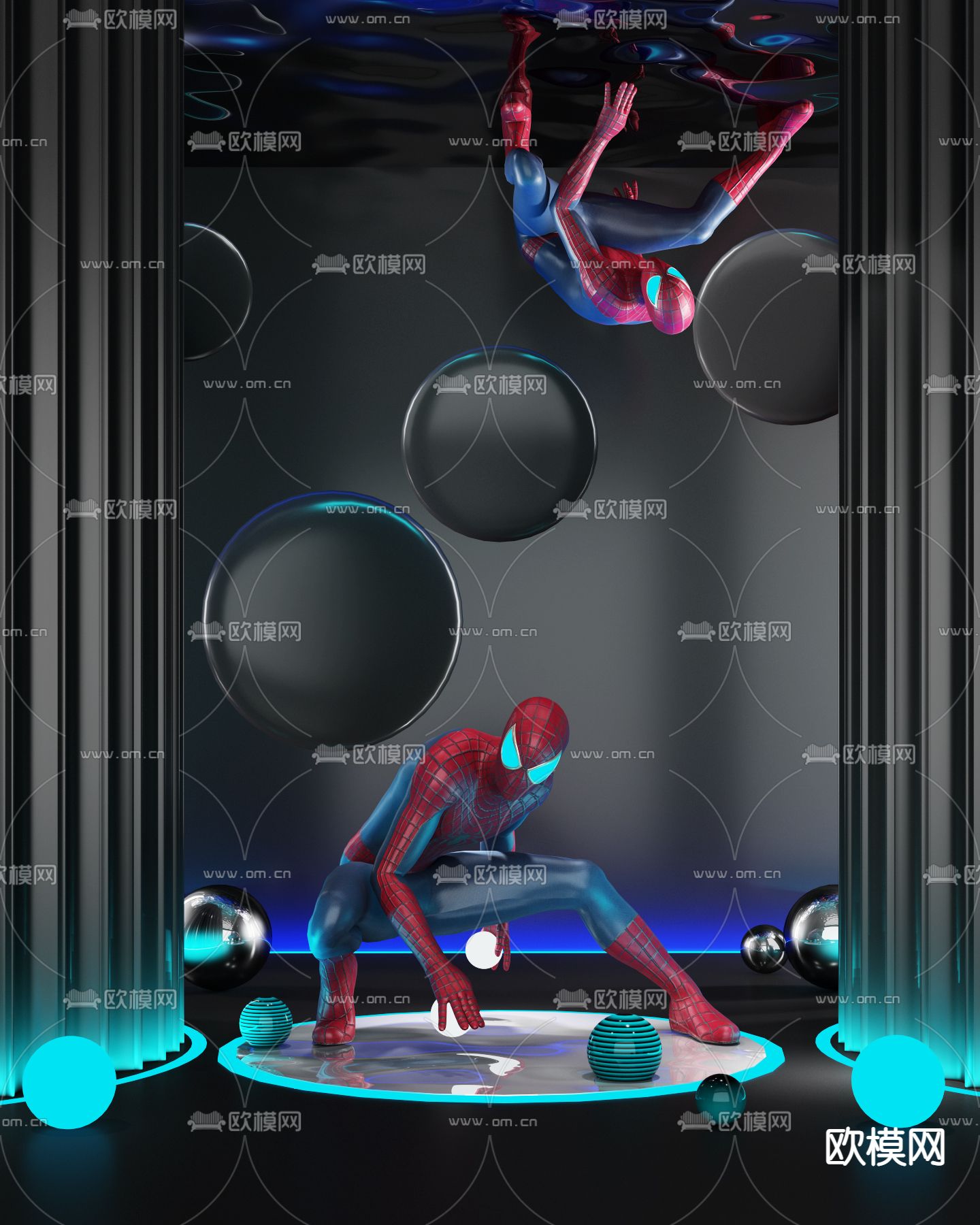 现代蜘蛛侠潮玩雕塑3d模型下载