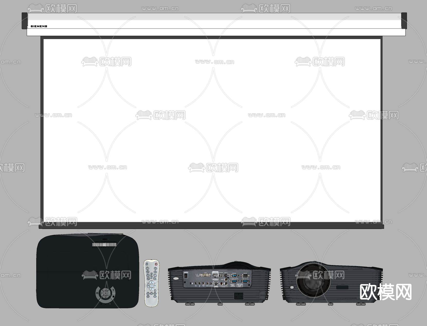 现代投影仪幕布su模型下载（渲染图2）