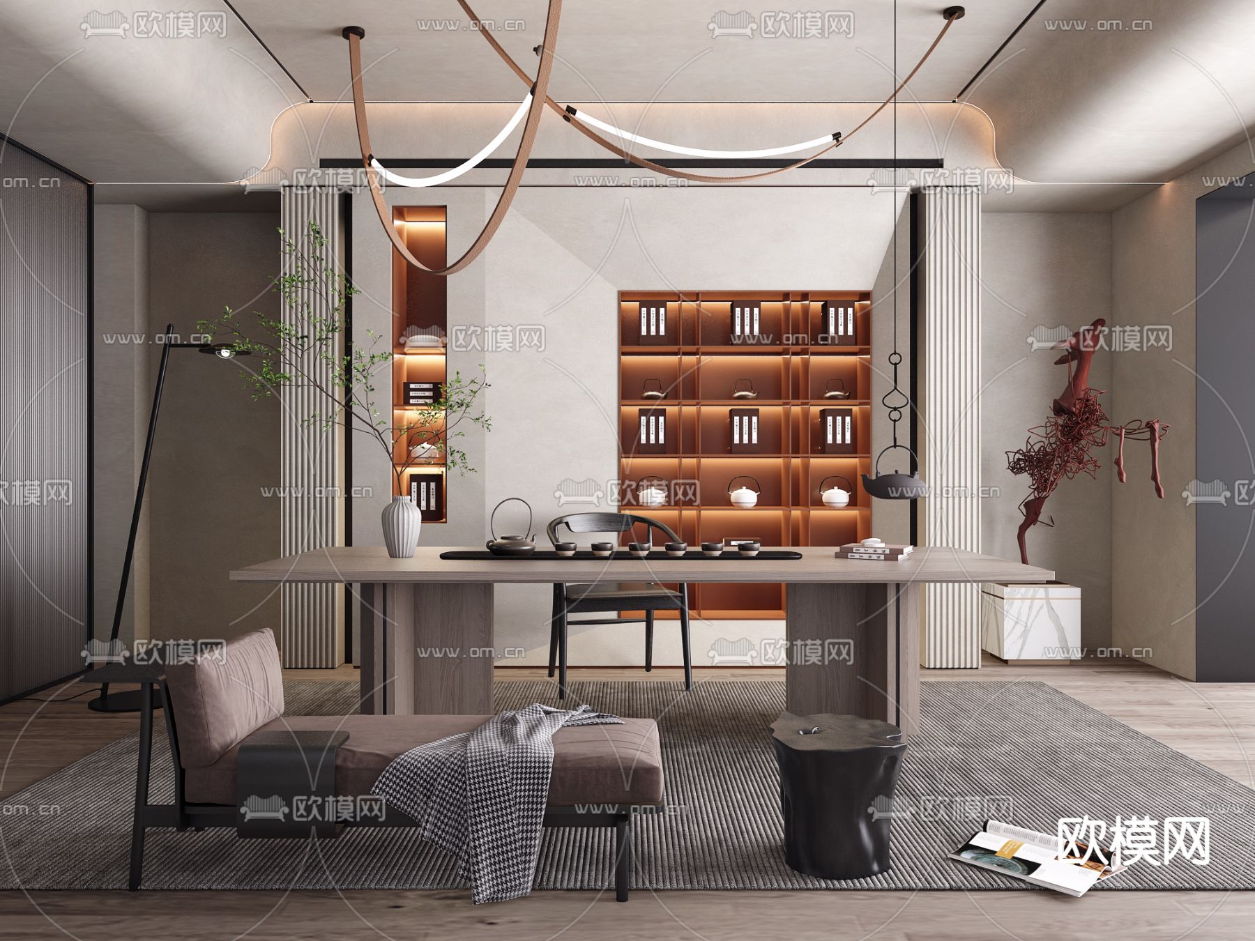 现代茶室3d模型下载