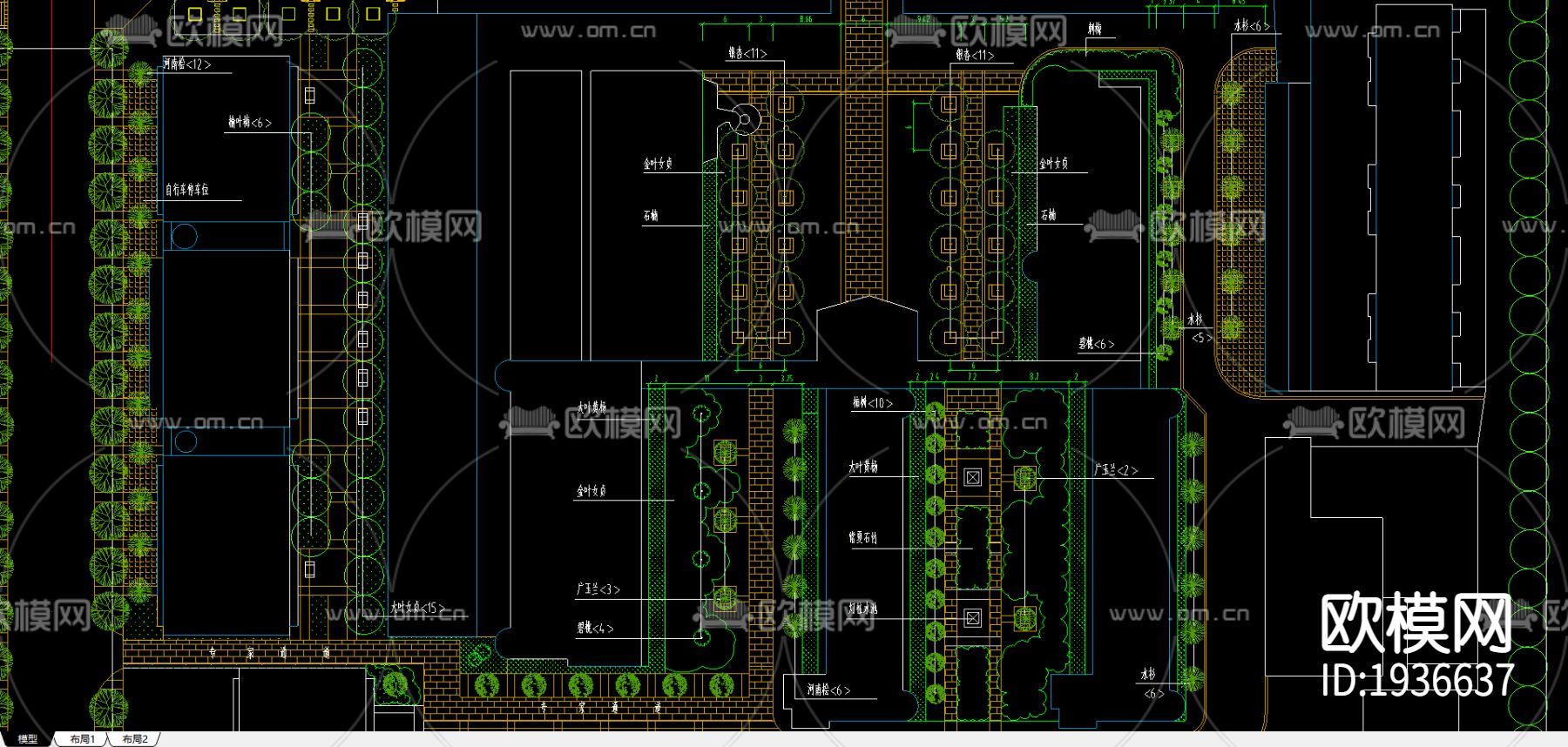 学校绿化cad平面图下载（渲染图2）