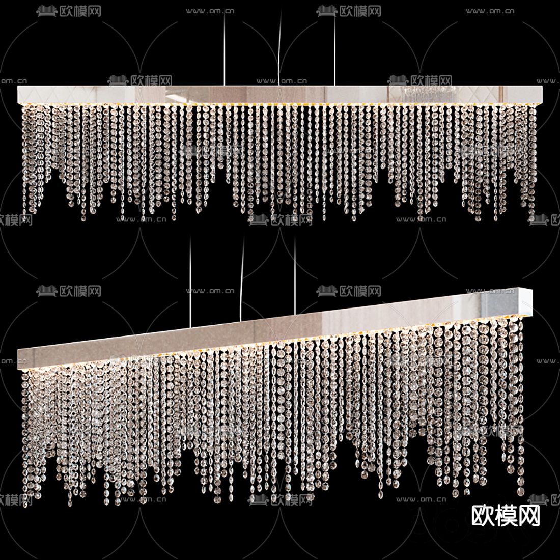 现代水晶装饰吊灯3d模型下载（渲染图2）