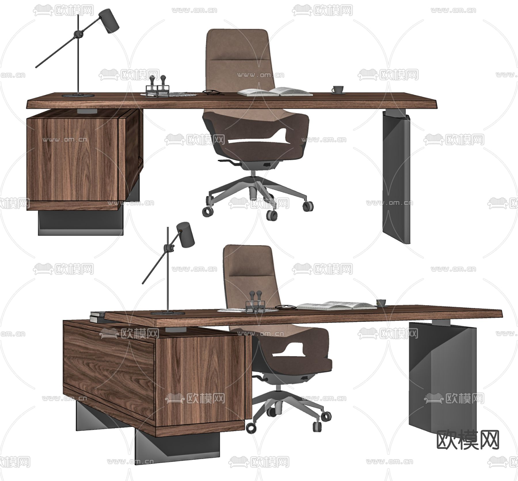 现代办公桌椅su模型下载（渲染图2）