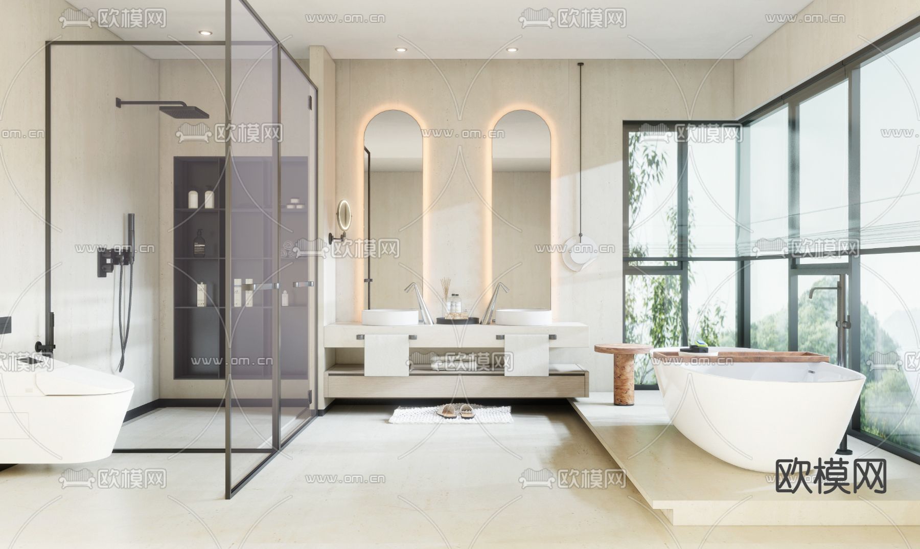侘寂风卫生间su模型下载（渲染图1）