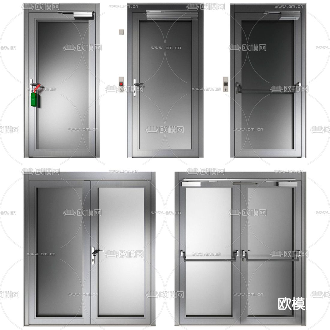 现代防火门消防门3d模型下载（渲染图1）