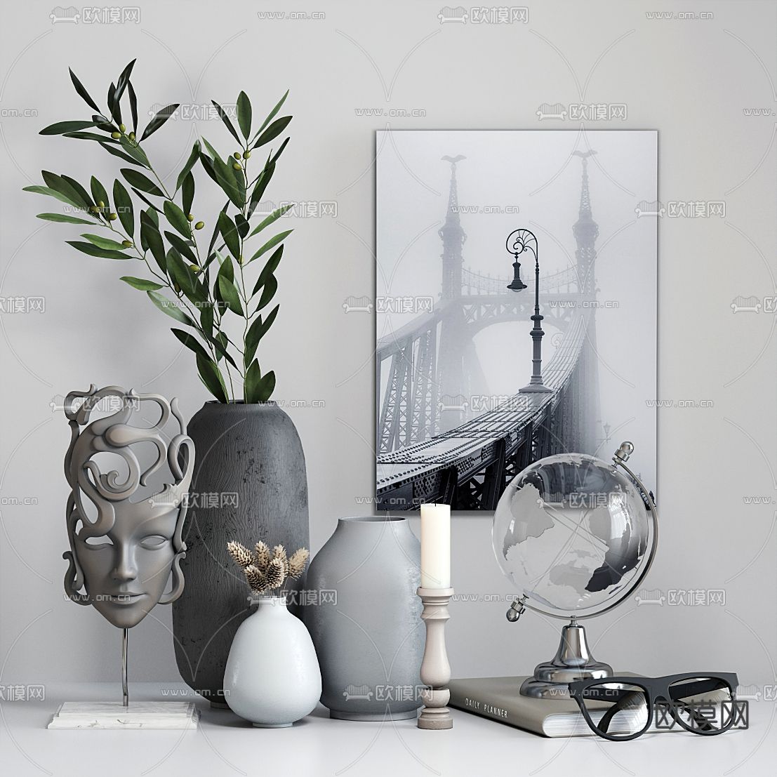 北欧插花饰品摆件3d模型下载