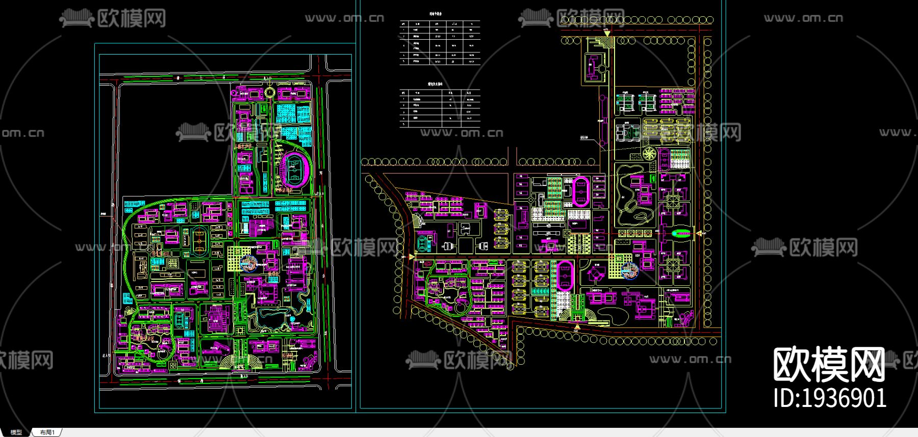 黄科大新校区规划平面图CAD施工图下载（渲染图5）
