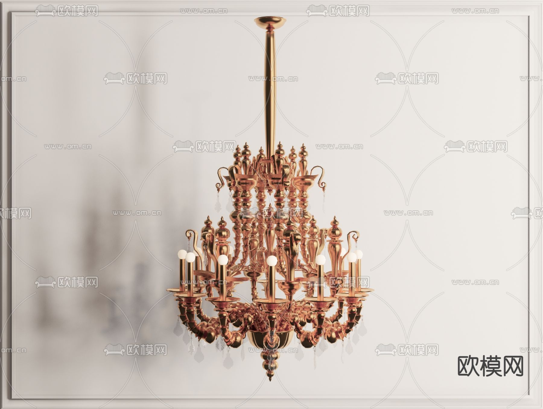 欧式艺术吊灯su模型下载（渲染图1）