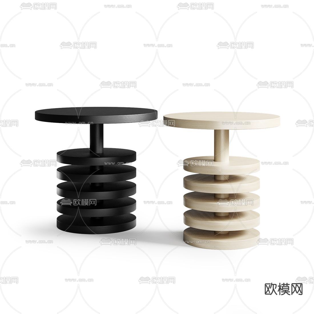 现代圆几边几3d模型下载（渲染图3）