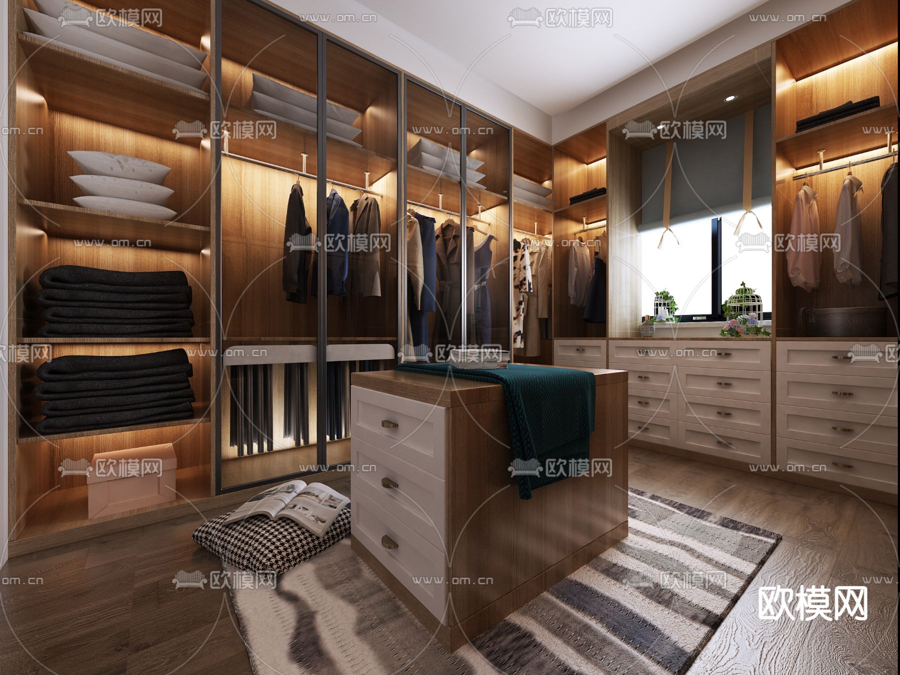 现代衣帽间免费3d模型下载