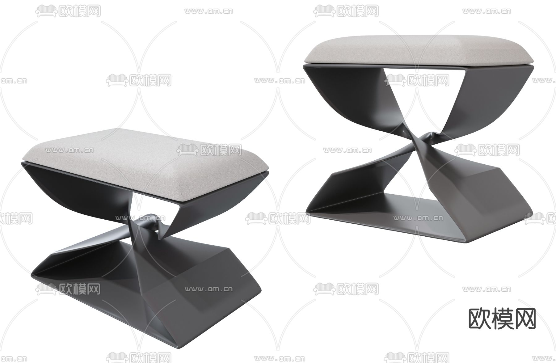 现代布艺金属凳子3d模型下载