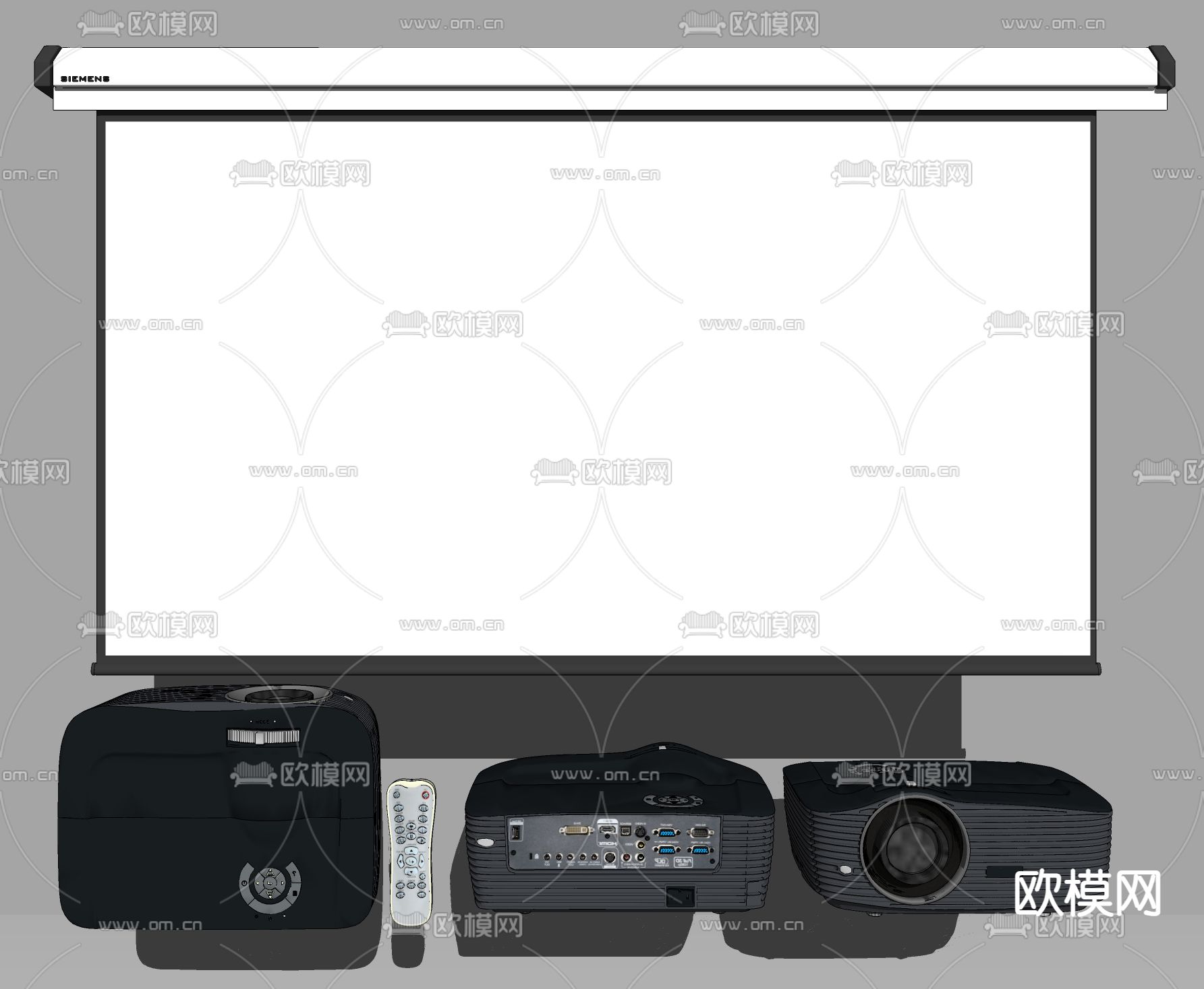 现代投影仪幕布su模型下载（渲染图3）