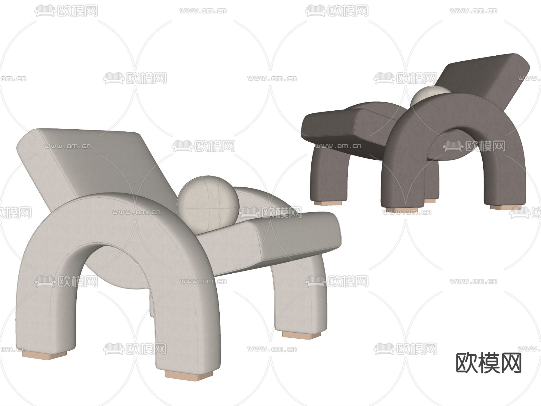 现代布艺休闲椅su模型