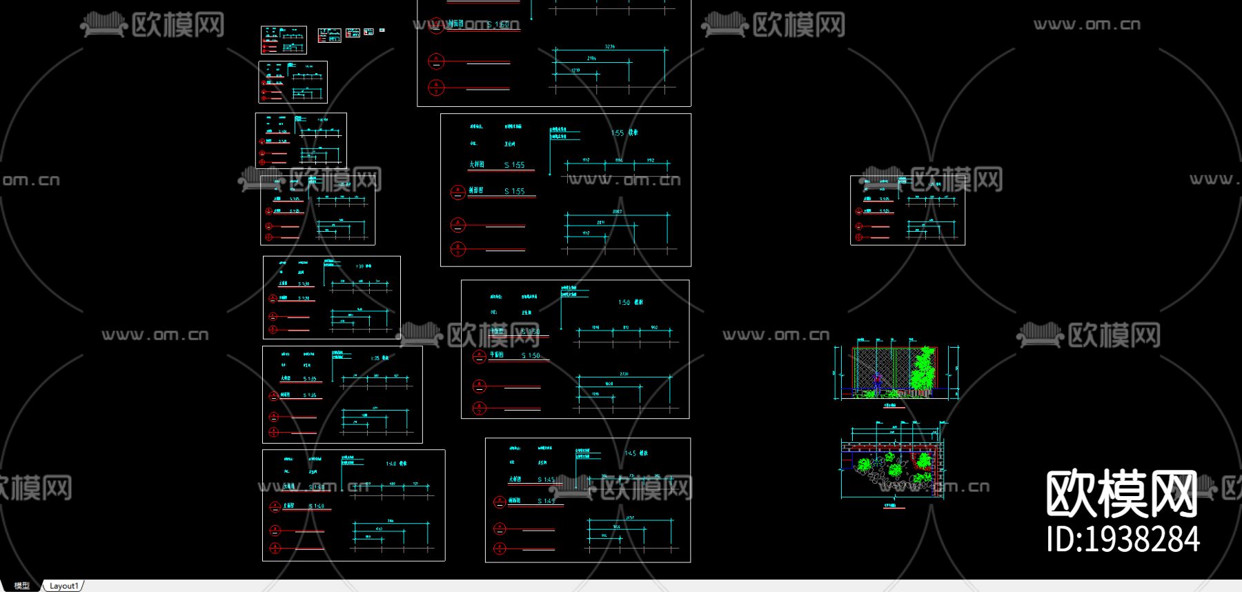 室内景观cad施工图下载（渲染图1）