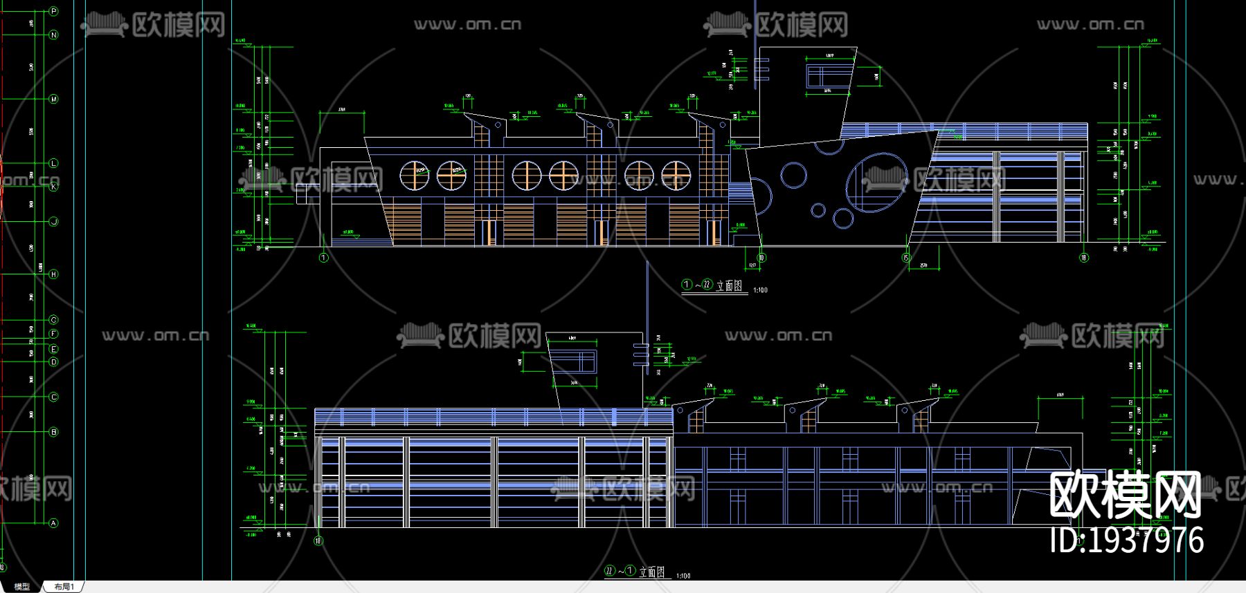 幼儿园建筑cad施工图下载（渲染图1）