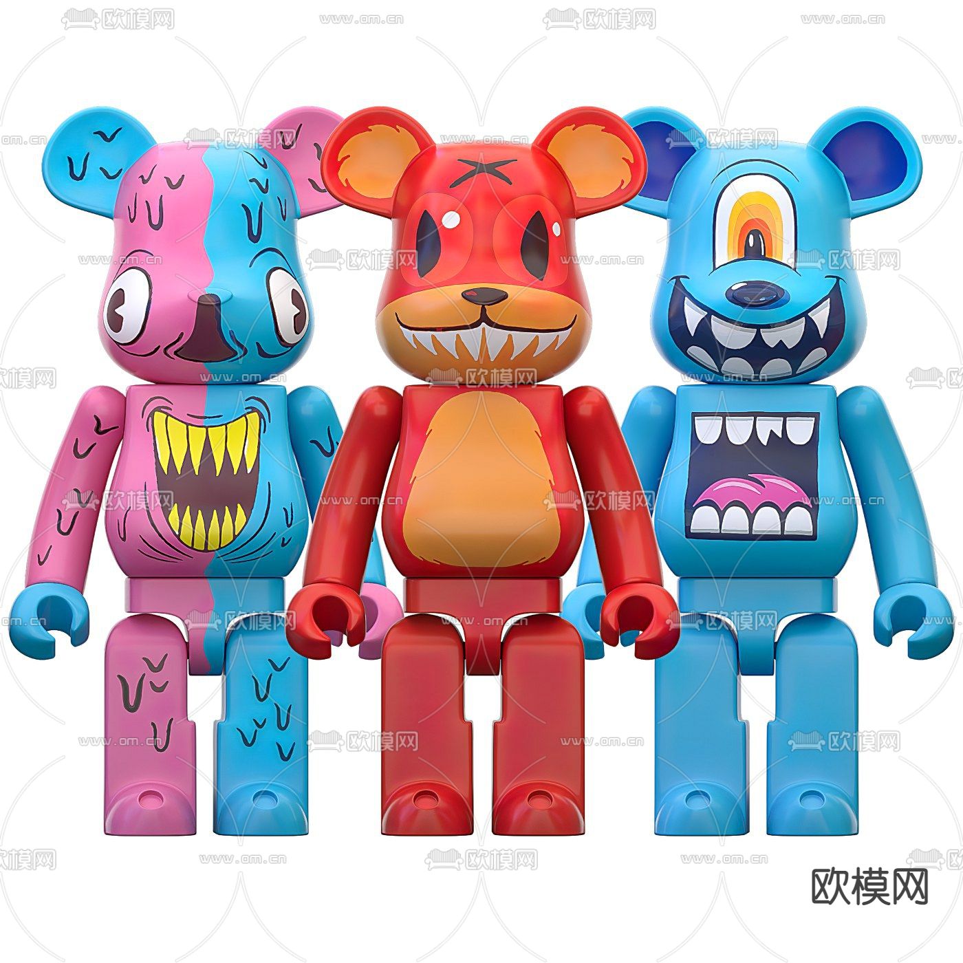 现代潮玩kaws雕塑3d模型下载（渲染图1）