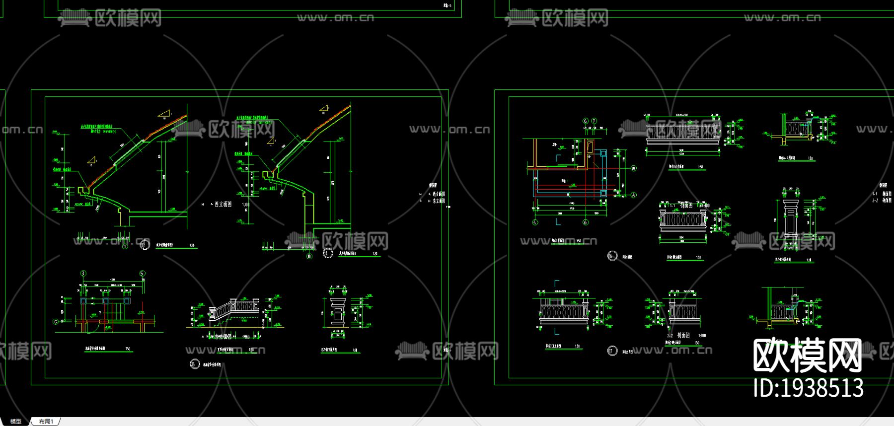 别墅cad平面布置图下载（渲染图1）