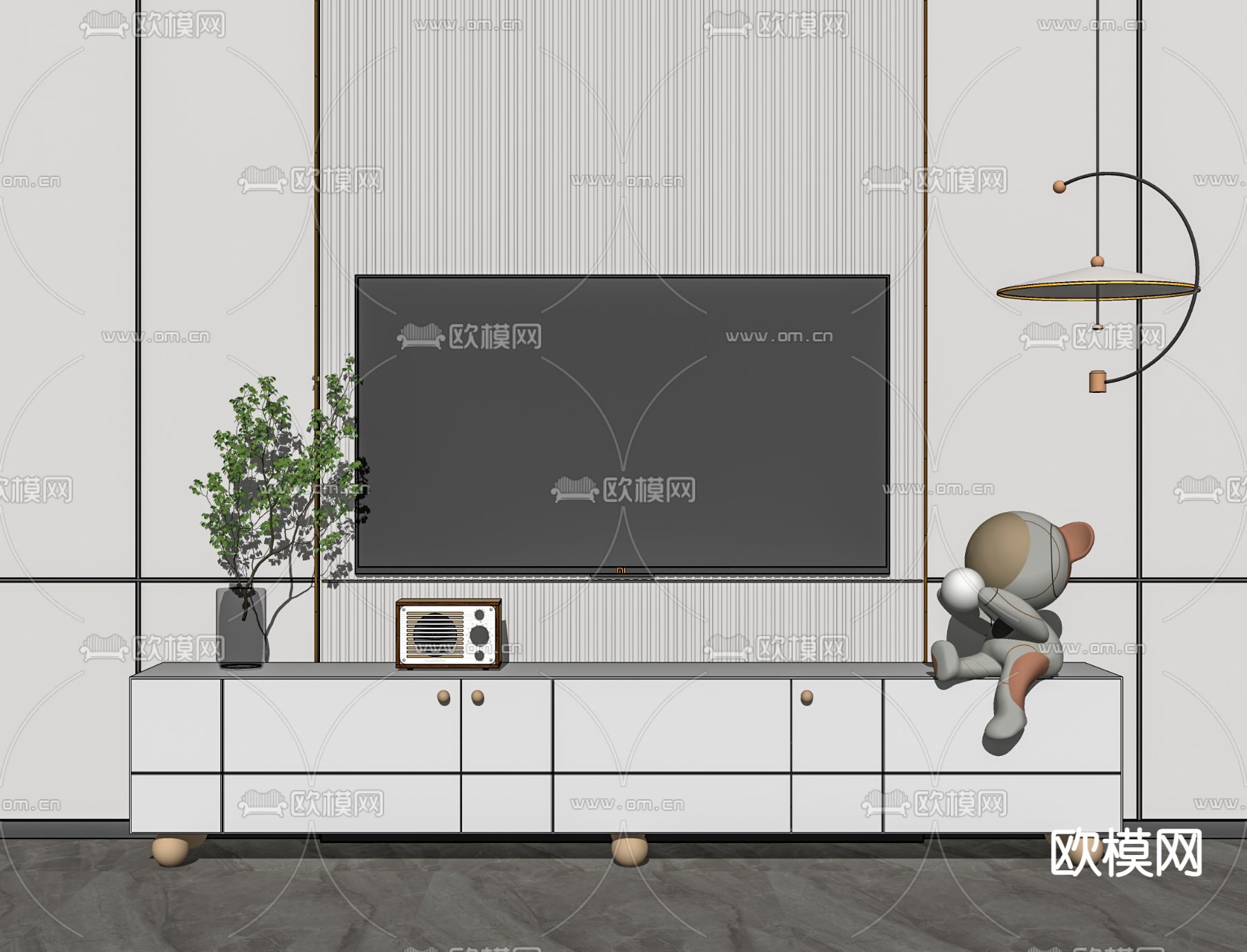现代电视柜su模型