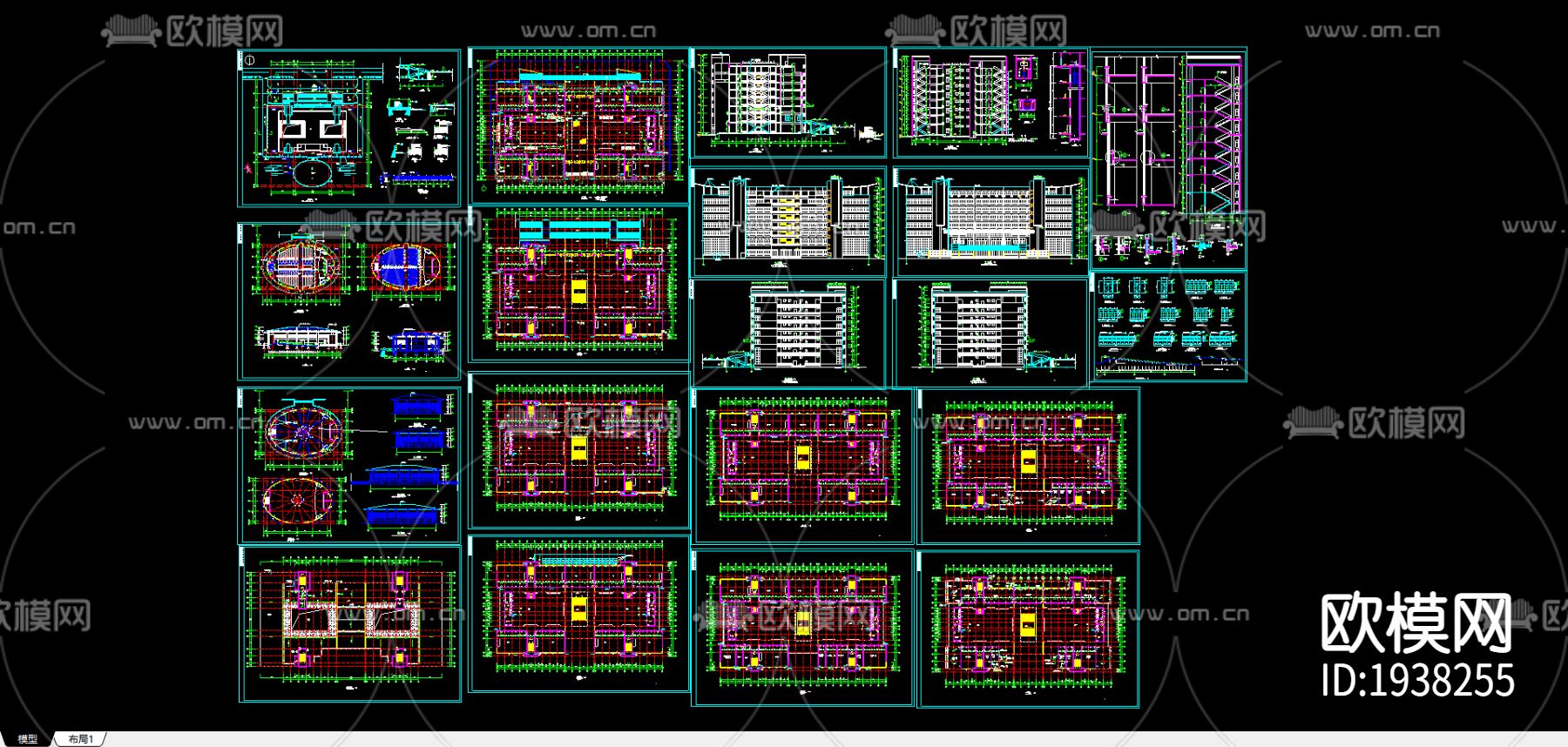某教学楼全套CAD施工图下载（渲染图1）