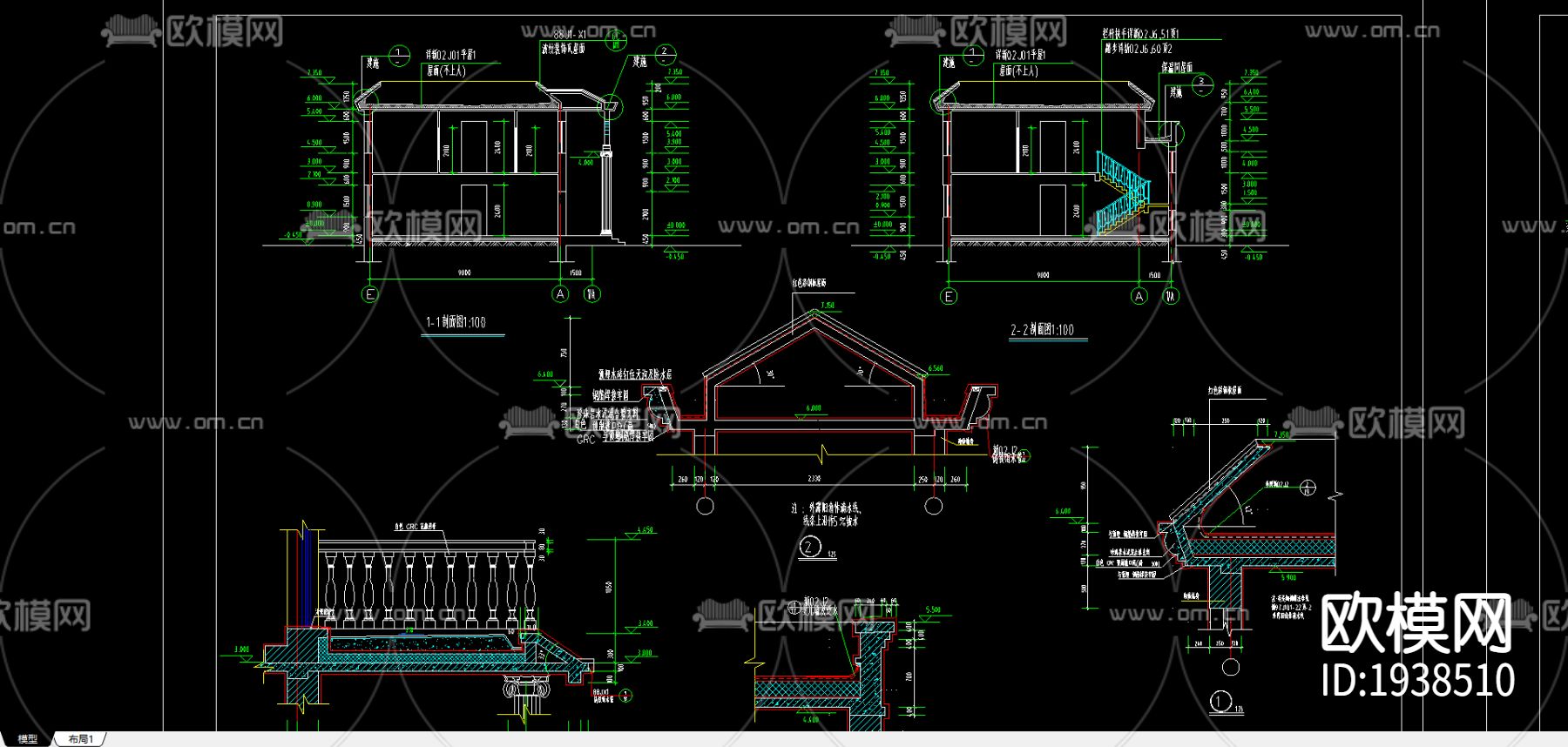 别墅cad平面布置图下载（渲染图2）